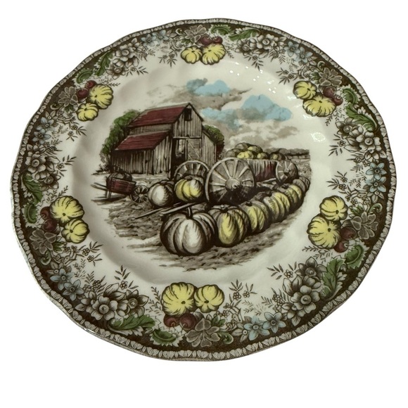 Johnson Bros Friendly Village Pumpkin Accent Dinner Plate 9 in Ceramic England - Picture 1 of 4